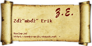 Zámbó Erik névjegykártya